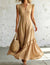Vestido Largo Gasa Volados Elisa Marrón Gasa M