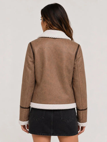 Campera Cuero Gamulan Simil Cuero Y Corderito Kica