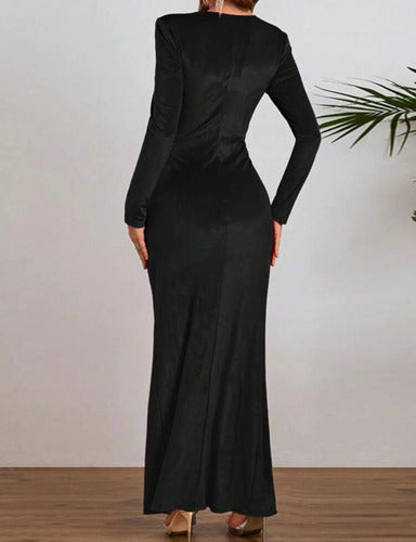 Vestidos Largo De Fiesta Terciopelo Escote Corazón Kica Negro Terciopelo Xl