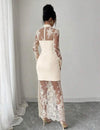 Vestido Fiesta Encaje Claro Boda Kica Beige Encaje L
