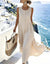 Vestido Largo Lino Botones Perlados Elisa Beige Lino L