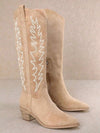 Bota Texana Camel Bordada Media Caña Kica