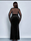 Vestido Largo De Fiesta Terciopelo Ajustado Negro Terciopelo 1xl
