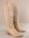 Bota Texana Camel Bordada Media Caña Kica