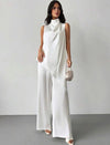 Conjunto Minimalista Pantalón Blusa Ceremonial Blanco