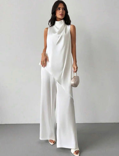 Conjunto Minimalista Pantalón Blusa Ceremonial Blanco