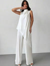 Conjunto Minimalista Pantalón Blusa Ceremonial Blanco