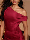 Vestido Largo De Fiesta Detalle CinturaCorte Sirena Kica Bordó Lisa S