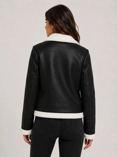 Campera Cuero Gamulan Simil Cuero Y Corderito Kica