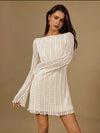 Vestido Corto Manga Larga Bordado