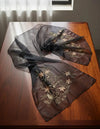 Chal Fiesta Translucido Bordado Amplio Pashmina Negro Bordado Unico