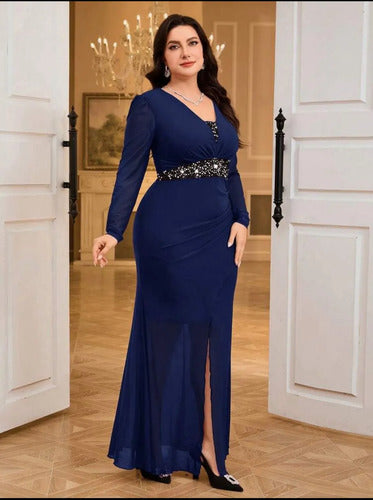 Vestido Largo De Fiesta Gasa Con Bordado Kica