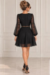 Vestido Corto Fiesta Gasa Bordado Elegante Elisa Negro Bordado Xl