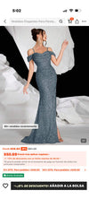Vestido Largo Fiesta Elegante LentejuelasTajo Sirena Kica Malva Lentejuelas M