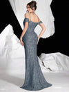 Vestido Largo Fiesta Elegante LentejuelasTajo Sirena Kica Malva Lentejuelas M
