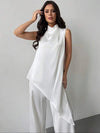 Conjunto Minimalista Pantalón Blusa Ceremonial Blanco