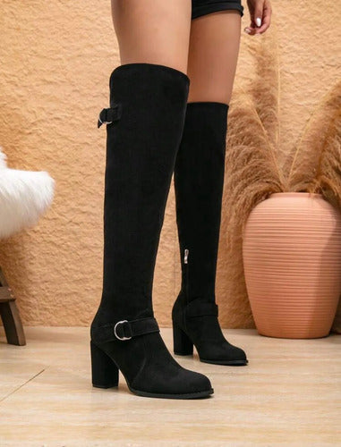Bota Caño Alta Bucanera Hebilla Taco Ancho Kica