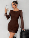 Vestido Corto De Fiesta Manga Larga Gasa Kica