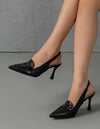 Zapatos Stiletto Punta Mocasin Taco TrompetaKica Negro Ecopiel 38 Eu
