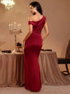 Vestido Largo De Fiesta Detalle CinturaCorte Sirena Kica Bordó Lisa S