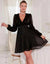 Vestido Fiesta Corto Mangas Largas Lentejuela Y Raso Kica
