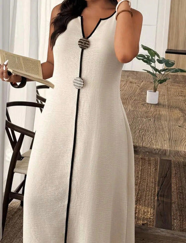 Vestido Largo Lino Verano Casual Elegante Elisa