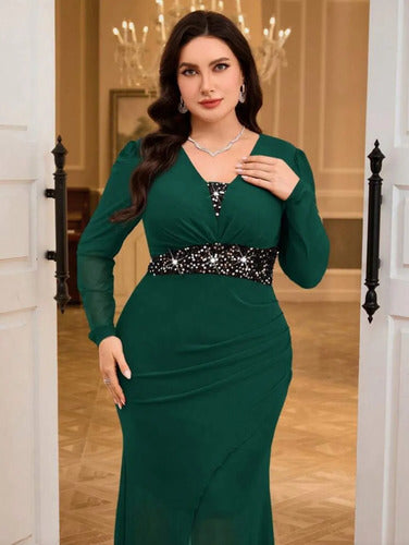 Vestido Largo De Fiesta Gasa Con Bordado Kica