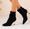 Botineta Bota Corta Taco Dorado Gamuza Kica Negro Gamuza 36.5 Eu