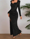 Vestidos Largo De Fiesta Terciopelo Escote Corazón Kica Negro Terciopelo Xl