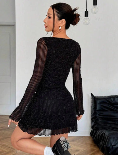 Vestido Corto De Fiesta Mangas Largas Kica