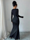 Vestido Largo Fiesta Escote Negro Ajustado Kica
