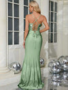 Vestido Largo Fiesta Elegante Brilloso Impactante Kica Verde Metal Lentejuelas/raso S