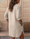 Camisa Larga Vestido Tipo Lino Botones Y Bolsillos Elisa