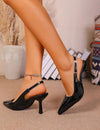 Zapato Stiletto Taco Medio Punta Hebilla Rectangular Kica