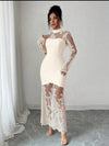 Vestido Fiesta Encaje Claro Boda Kica Beige Encaje L