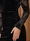 Vestidos Largo Terciopelo Manga Y Cuello Tul Kica