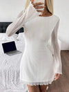 Vestido Blanco Corto Mangas Largas Brilloso Kica