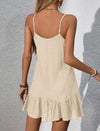 Vestido Mujer Corto Verano Breteles Volado Casual Elisa Beige Gasa M
