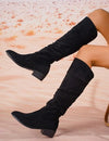 Botas Caño Alto Medio Gamuza Taco Bajo Kica Negro Gamuza 36.5 Eu