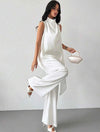 Conjunto Minimalista Pantalón Blusa Ceremonial Blanco