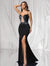 Vestido De Fiesta Largo Terciopelo Y Brillante Con Tajo Kica Negro/brillante Terciopelo L