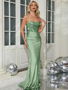 Vestido Largo Fiesta Elegante Brilloso Impactante Kica Verde Metal Lentejuelas/raso S