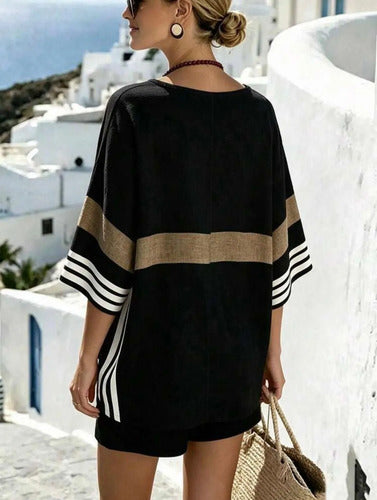 Blusa Talle Grandes Comoda Suelta Elegante Elisa Negra Seda Fría 2xl