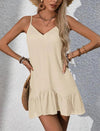 Vestido Mujer Corto Verano Breteles Volado Casual Elisa Beige Gasa M