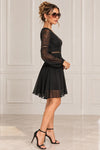 Vestido Corto Fiesta Gasa Bordado Elegante Elisa Negro Bordado Xl