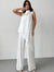 Conjunto Minimalista Pantalón Blusa Ceremonial Blanco