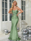Vestido Largo Fiesta Elegante Brilloso Impactante Kica Verde Metal Lentejuelas/raso S