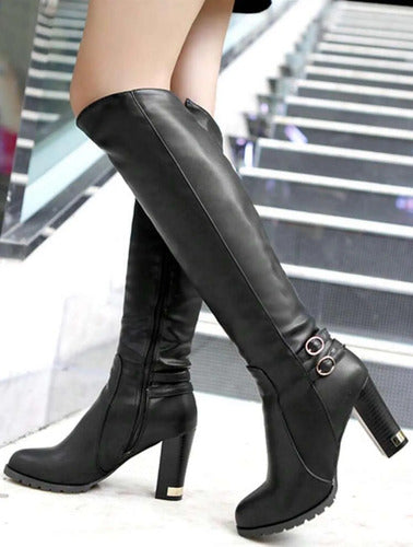 Botas Tacon Alto Metal Bucaneras Hebillas Kica
