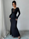Vestido Largo Fiesta Escote Negro Ajustado Kica