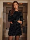 Vestido Fiesta Bordado De Flores Kica Negro Bordado L